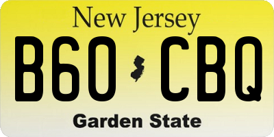 NJ license plate B60CBQ