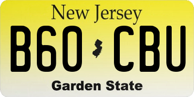 NJ license plate B60CBU