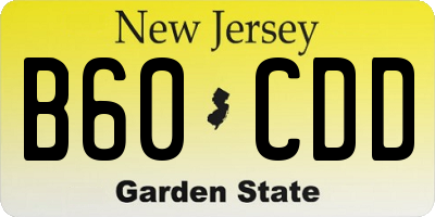 NJ license plate B60CDD