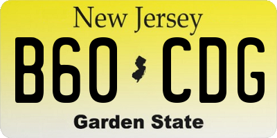 NJ license plate B60CDG