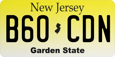 NJ license plate B60CDN