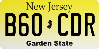 NJ license plate B60CDR