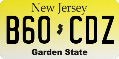 NJ license plate B60CDZ