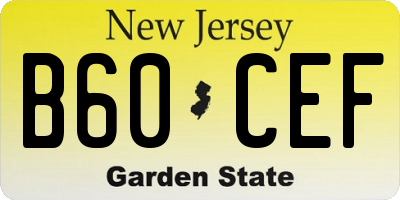 NJ license plate B60CEF