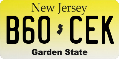 NJ license plate B60CEK