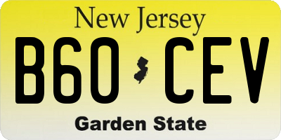 NJ license plate B60CEV