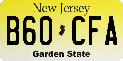NJ license plate B60CFA