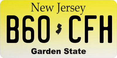 NJ license plate B60CFH