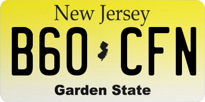 NJ license plate B60CFN