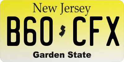 NJ license plate B60CFX