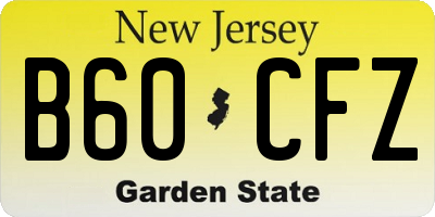 NJ license plate B60CFZ