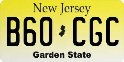 NJ license plate B60CGC