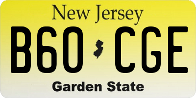 NJ license plate B60CGE