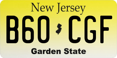 NJ license plate B60CGF