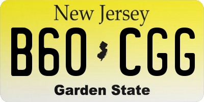 NJ license plate B60CGG