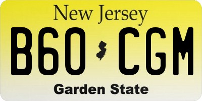 NJ license plate B60CGM