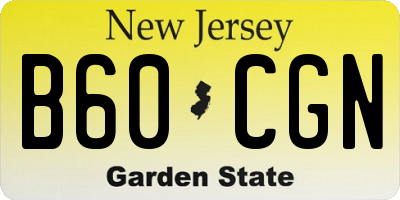 NJ license plate B60CGN