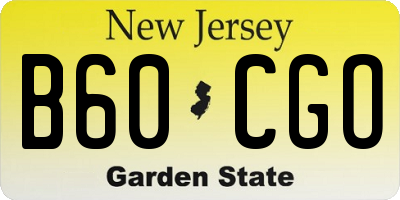 NJ license plate B60CGO