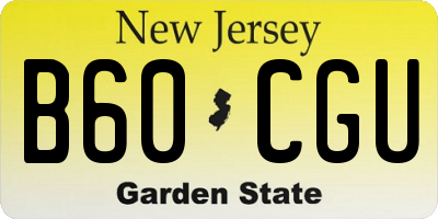 NJ license plate B60CGU