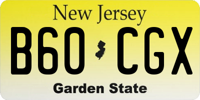 NJ license plate B60CGX