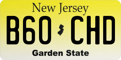 NJ license plate B60CHD