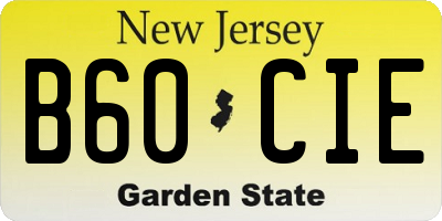 NJ license plate B60CIE