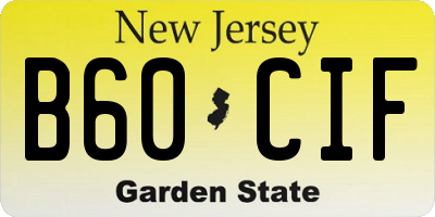 NJ license plate B60CIF