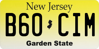 NJ license plate B60CIM