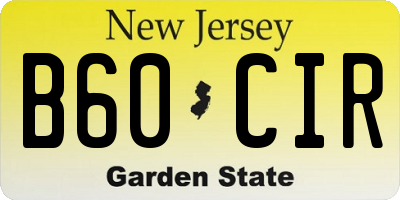 NJ license plate B60CIR