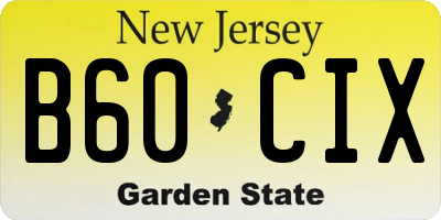 NJ license plate B60CIX