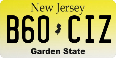 NJ license plate B60CIZ