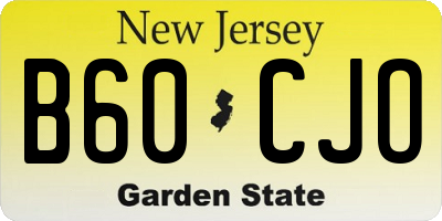 NJ license plate B60CJO
