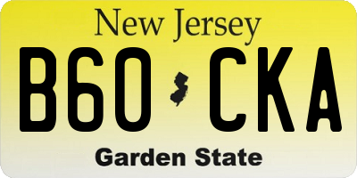 NJ license plate B60CKA