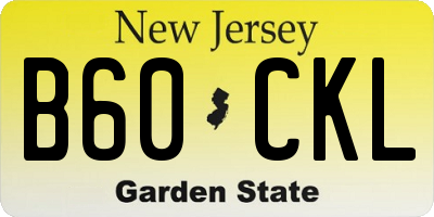 NJ license plate B60CKL