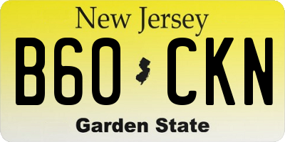 NJ license plate B60CKN