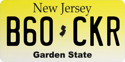 NJ license plate B60CKR