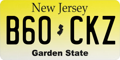 NJ license plate B60CKZ