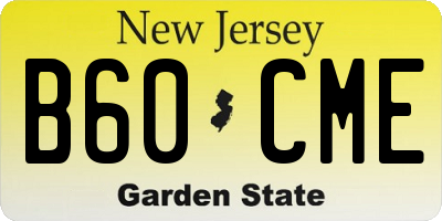 NJ license plate B60CME