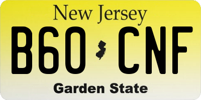NJ license plate B60CNF