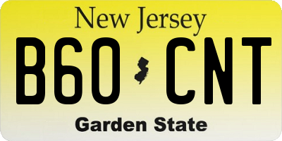 NJ license plate B60CNT