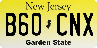 NJ license plate B60CNX