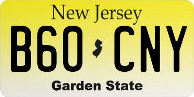 NJ license plate B60CNY