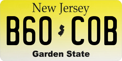 NJ license plate B60COB