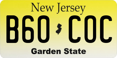 NJ license plate B60COC