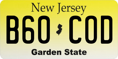 NJ license plate B60COD