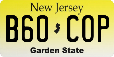 NJ license plate B60COP