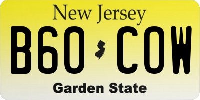 NJ license plate B60COW