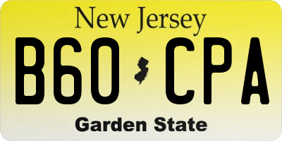NJ license plate B60CPA