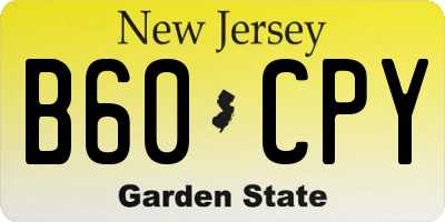 NJ license plate B60CPY