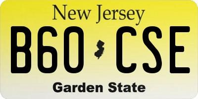 NJ license plate B60CSE